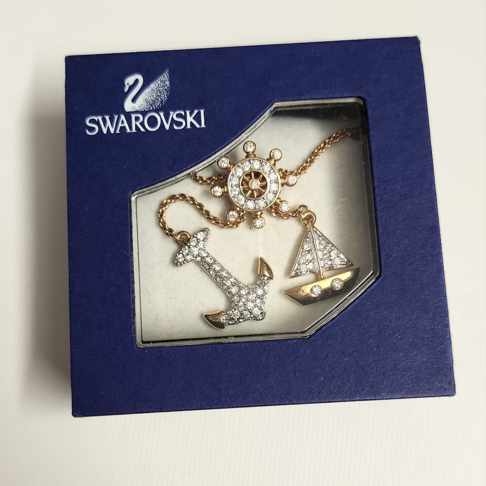 Swarovski Anchor Sailboat and Ship Wheel Necklace